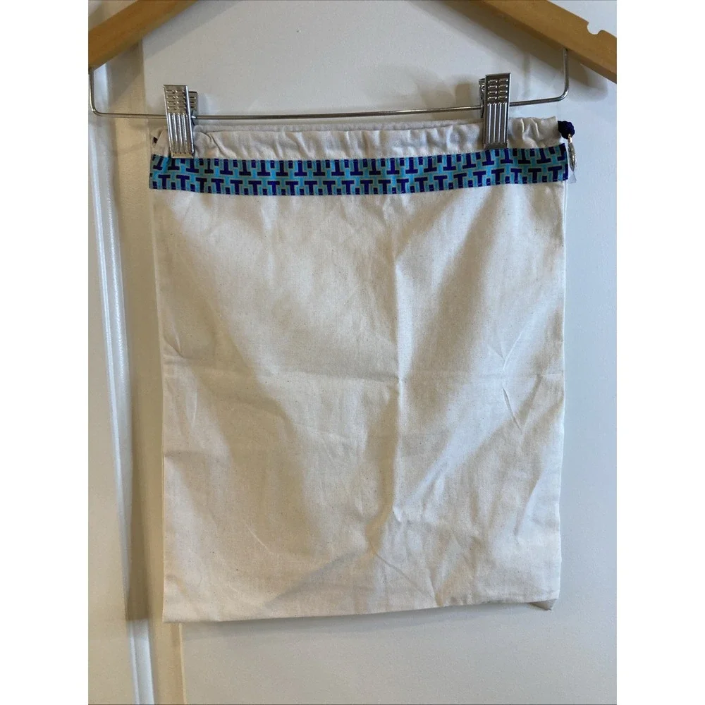 Tory Burch Shoe Bag Cream Cotton Drawstring Tie Dust Protection Storage 15x12